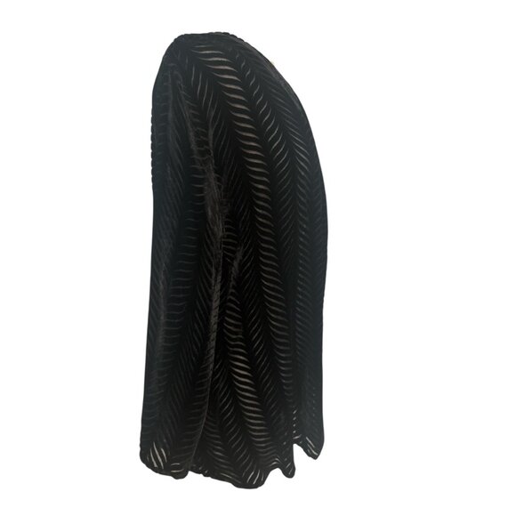 Helen Ainson Black Burnout Velvet Open Front Jacket Long Sleeve Size L - Picture 7 of 12